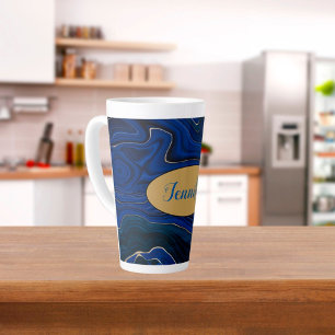 Tasse Latte Lapis Blue Agate Tourbillons Personnalisés