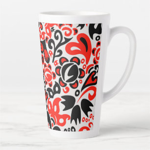 Tasse Latte L'art populaire ukrainien motif floral abstact