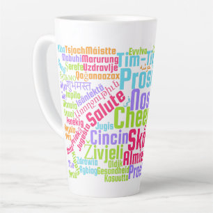 Tasse Latte L'art Word coloré brille dans de nombreuses langue