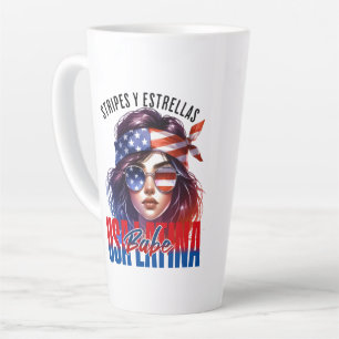 Tasse Latte Latina féminine Fête d'indépendance du 14 juillet