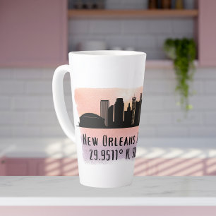 Tasse Latte Latitude et longitude de la ligne Skyline de la vi