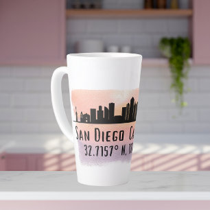Tasse Latte Latitude et longitude de San Diego City Skyline