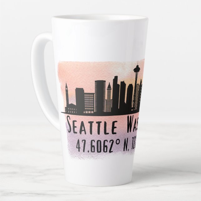 Tasse Latte Latitude et Longitude de Seattle City Skyline (Angle gauche)