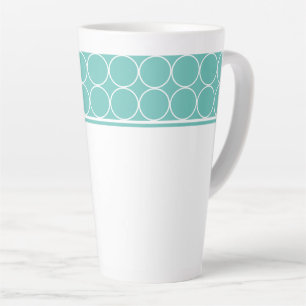 Tasse Latte Latte Mug-Aqua et points blancs