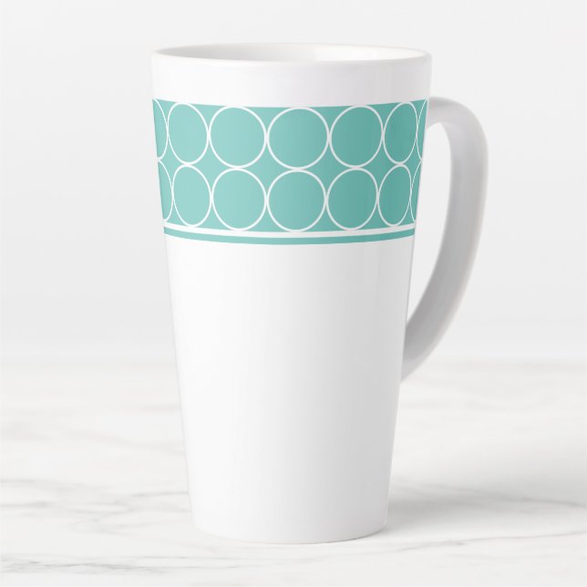 Tasse Latte Latte Mug-Aqua et points blancs (Angle droit)