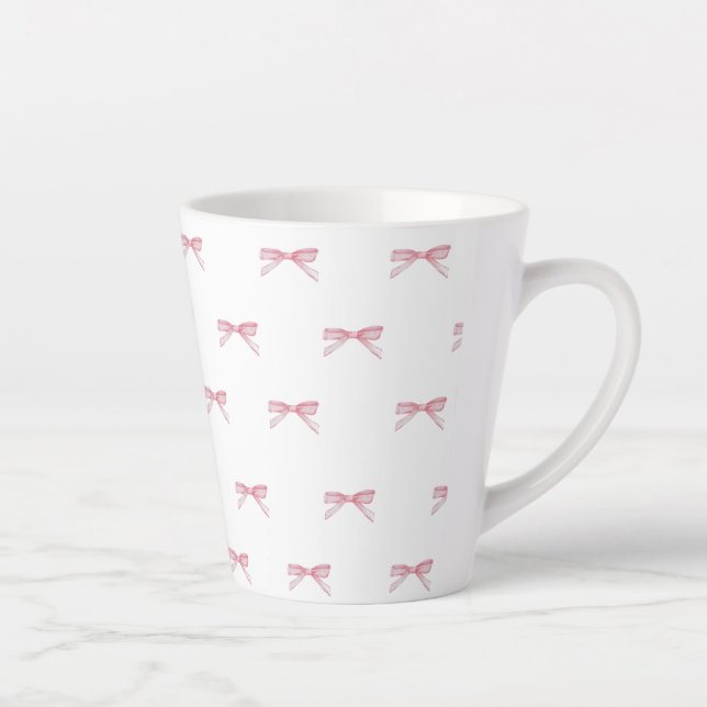 Tasse Latte Latte Mug, Motif de Bow rose (Droite)