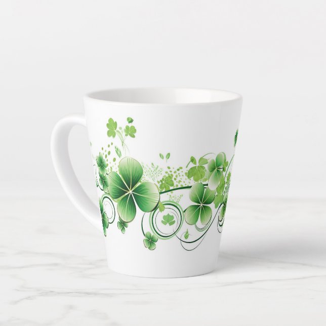 Tasse Latte Latte Mug-St. Patricks Clovers (Angle gauche)