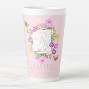 Tasse Latte Latte rose du jardin fleuri