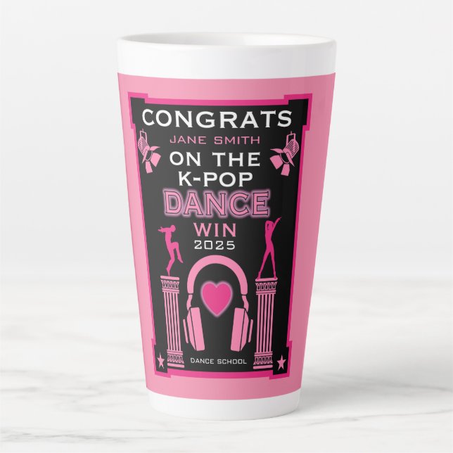 Tasse Latte Lauréat du concours de danse K-Pop Félicitations (Devant)