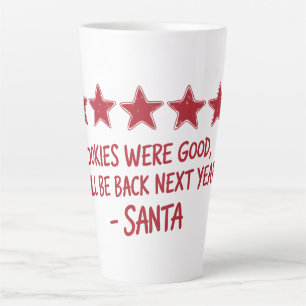 Tasse Latte L'avis 5 étoiles de Santa - Conception de Noël