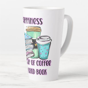 Tasse Latte Le Bonheur Est Une Coupe De Café Et Un Bon Livre