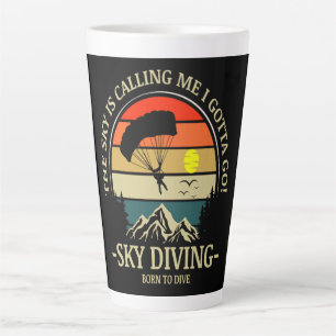 Tasse Latte Le ciel m'appelle, je dois aller faire du parachut