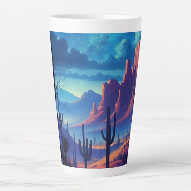 Tasse Latte Le désert la nuit au sud-ouest (Devant)