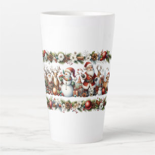 Tasse Latte Le joyeux groupe de Santa dans une splendeur d'éme