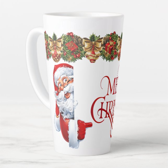 Tasse Latte Le joyeux Noël de Santa (Angle gauche)
