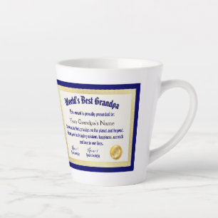 Tasse Latte Le meilleur certificat grand-père du monde Funny m