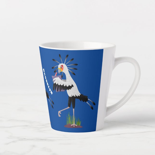Tasse Latte Le mignon secrétaire oiseau écrire des notes dessi (Droite)