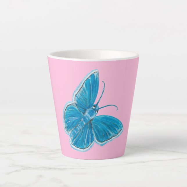 Tasse Latte Le papillon bleu de mignonne Chapman (Devant)