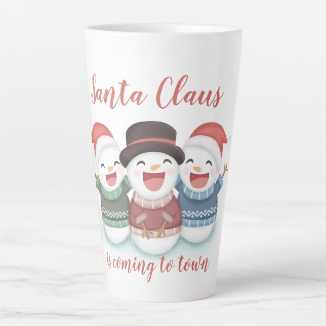Tasse Latte Le Père Noël arrive en ville (Devant)