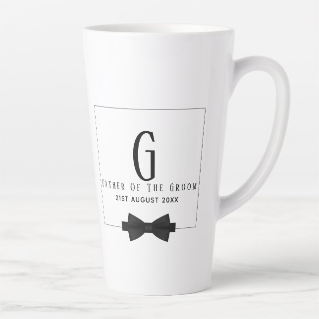 Tasse Latte Le Père Personnalisé de la Cravate Monogram Bow Gr (Droite)