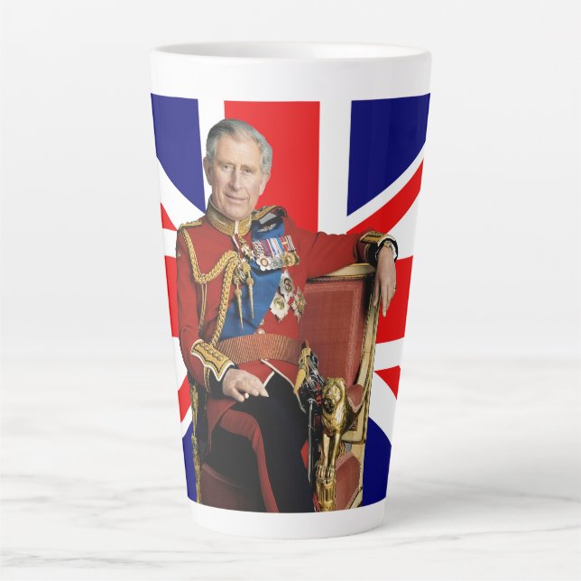 Tasse Latte Le roi Charles III avec drapeau britannique (Devant)