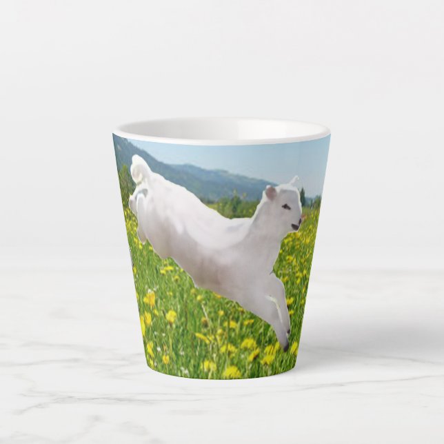 Tasse Latte Leaping Lambs Easter (Devant)