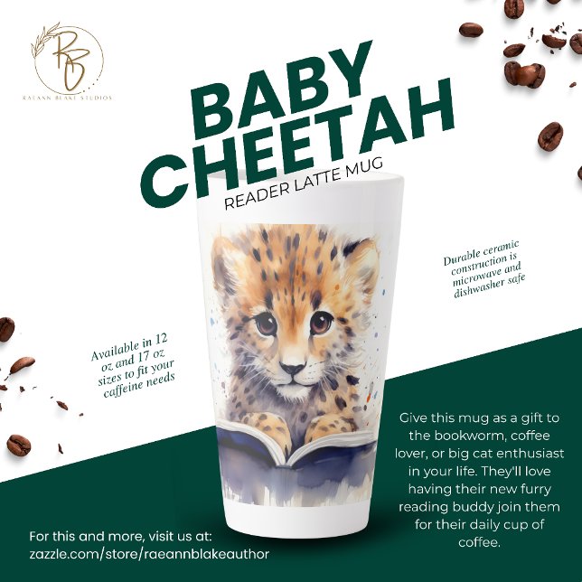 Tasse Latte Lecteur bébé Guépard (Créateur téléchargé)