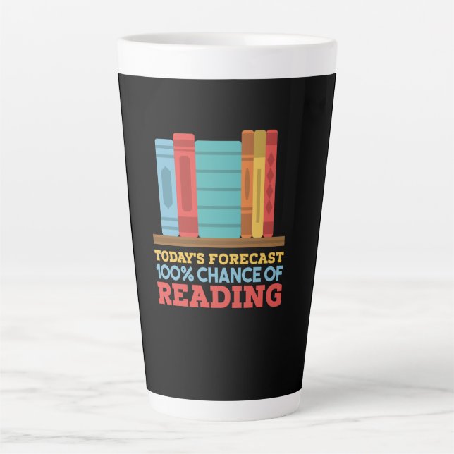 Tasse Latte Lecture - 100 % de chances de lire un livre drôle (Devant)