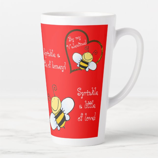 Tasse Latte Les Abeilles mignonnes Soyez Mon Valentin Rouge (Droite)