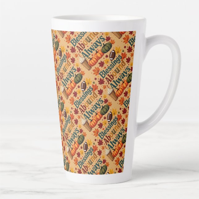 Tasse Latte Les Bénédictions Abondent Toujours Design Automne (Droite)