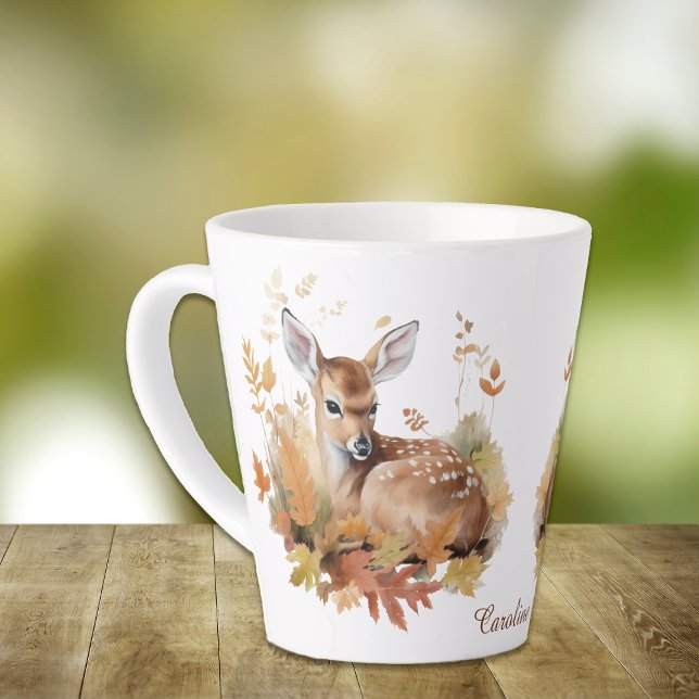 Tasse Latte Les cerfs Fawn en Feuilles d'automne (Créateur téléchargé)