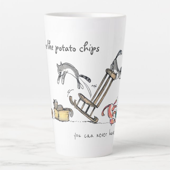 Tasse Latte Les chats sont comme des chips /Personnalisé Funny (Devant)