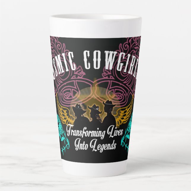 Tasse Latte Les Cowgirls Cosmopolites : des légendes (Devant)
