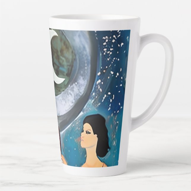 Tasse Latte Les femmes regardent l'oeuvre d'art de la lune (Droite)