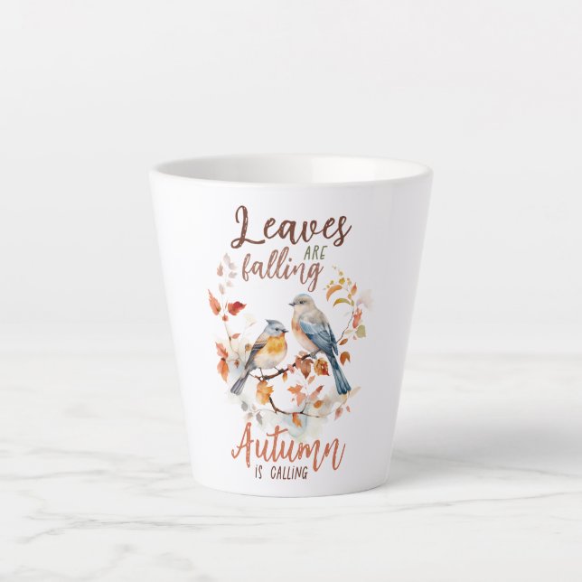 Tasse Latte Les feuilles Chutent - Les Oiseaux D'Automne Et Le (Devant)