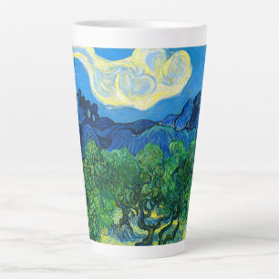 Tasse Latte Les oliviers de Van Gogh dans un paysage montagneu