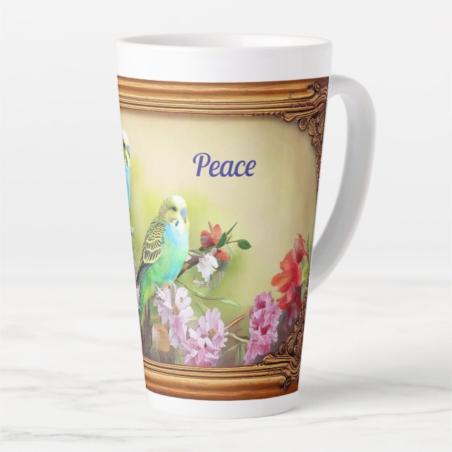 Tasse Latte Les perroquets de paix (Angle droit)