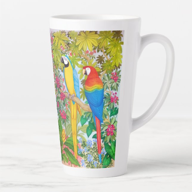 Tasse Latte Les perroquets macaw dans la jungle (Droite)
