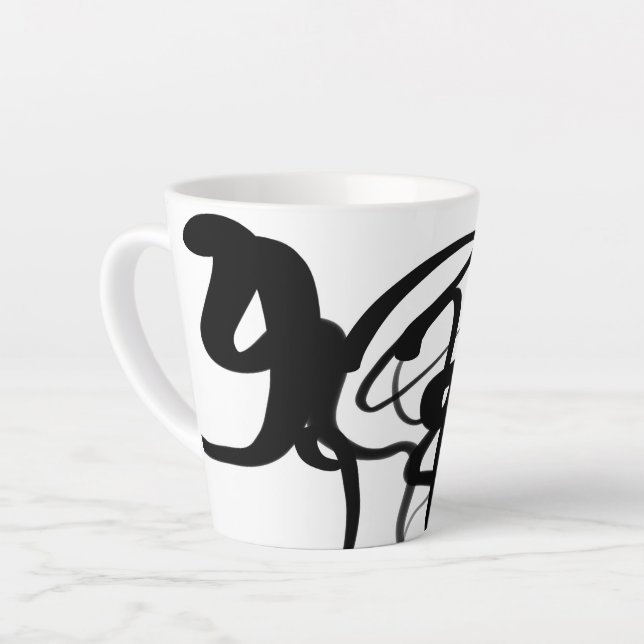 Tasse Latte Les Plongeurs : Noir et Blanc Abstrait (Angle gauche)