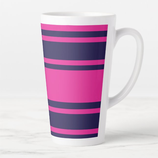 Tasse Latte Les rayures de la marine rose (Droite)