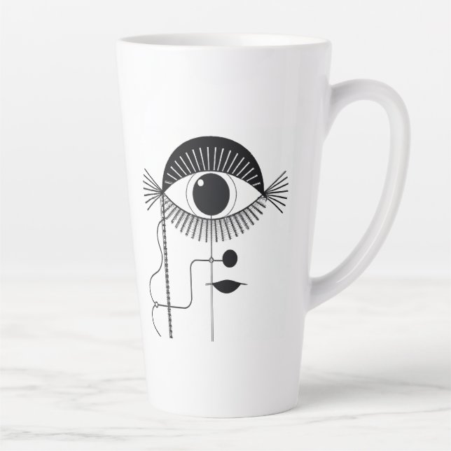 Tasse Latte Les Yeux Sont Heureux De Vous Voir Abstrait Visage (Droite)