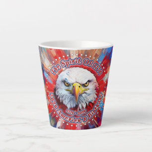 Tasse Latte L'Esprit de 1776, 2026 l'aigle rouge de feu d'Amér