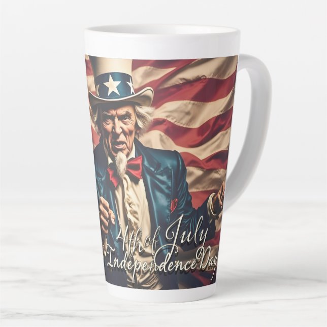Tasse Latte L'esprit de liberté en rouge, blanc et bleu (Angle droit)