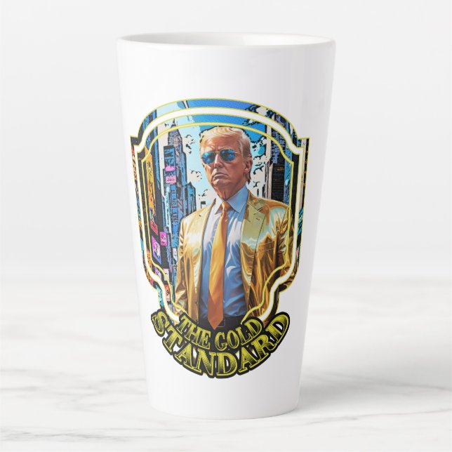 Tasse Latte L'étalon or - Président Trump 2024 (Devant)