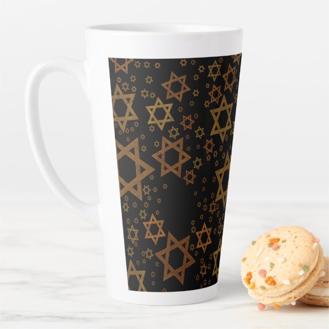Tasse Latte L'étoile artistique de David thème Hanukkah de Sli (En situation)
