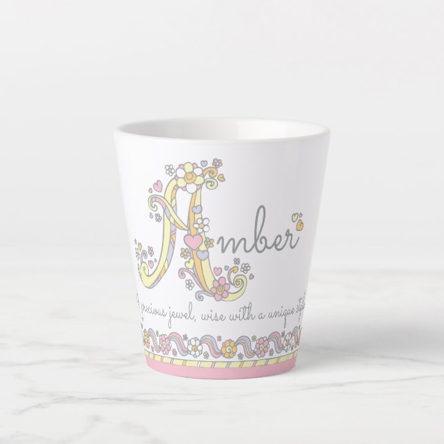 Tasse Latte Lettre d'ambre Un nom signifiant monogramme (Devant)