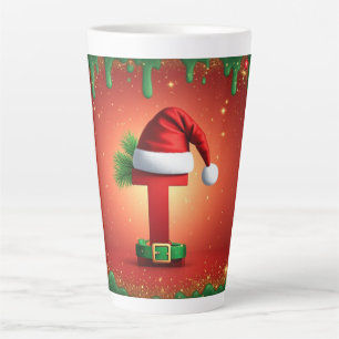 Tasse Latte Lettre de Noël T pour les cadeaux de vacances