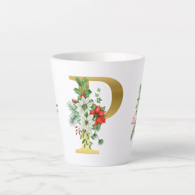 Tasse Latte Lettre en latte de marmite en or monogramme (Devant)