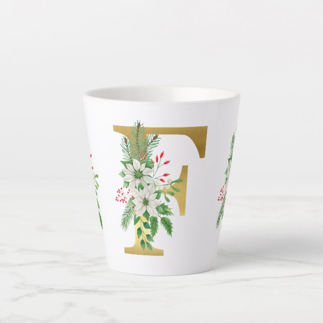 Tasse Latte Lettre en latte de marmite en or monogramme (Devant)