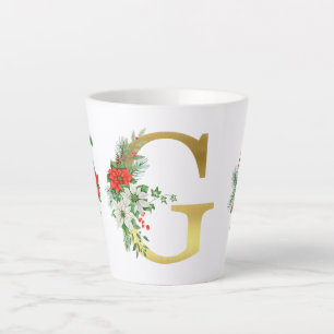 Tasse Latte Lettre en latte de Noël monogramme Mug-or